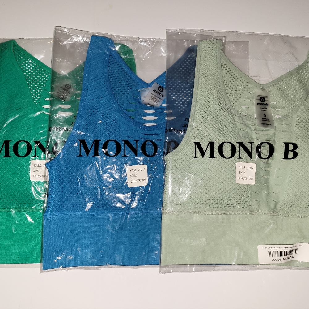 NEW 3 Mono B Sports Bras - Picture 1 of 5